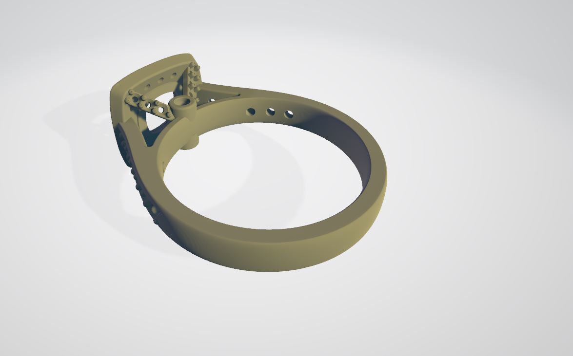 Luxury Cushion Square ring 3D print model_8