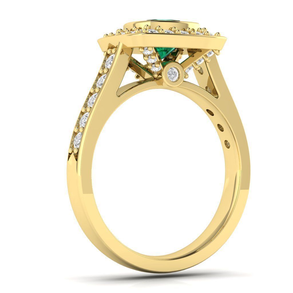 Luxury Cushion Square ring 3D print model_2