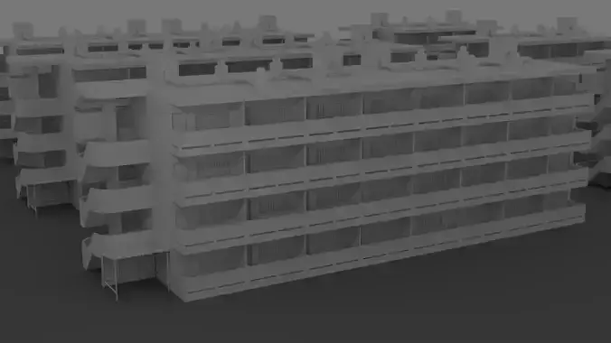 Japanese Apartment Building 3D Model