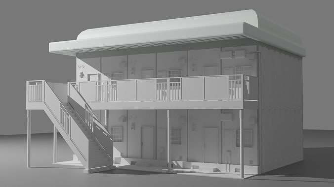 Small Japanese Apartment Building Model 3D model
