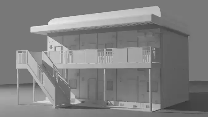 Small Japanese Apartment Building Model 3D model