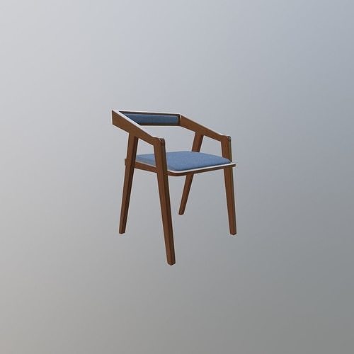 Modern wooden chair  Low-poly 3D model