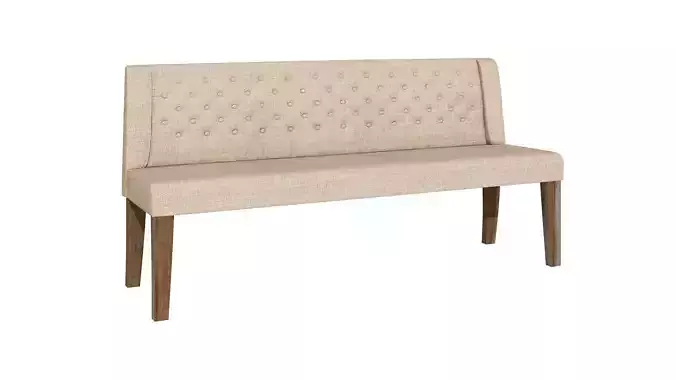 Bench upholstered with wooden legs