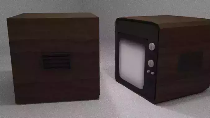 Two - Lowpoly-Old Television 3d Model-Game-Ready