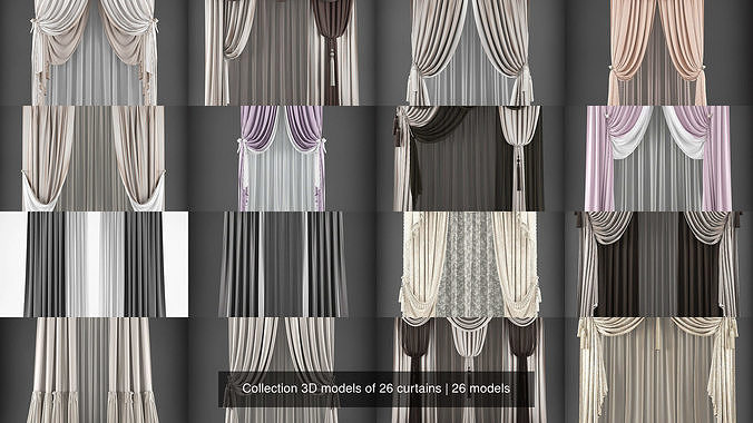 Collection 3D models of 26 curtains 