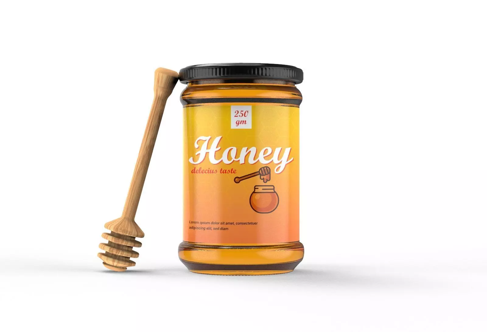 honey jar and dipper 3D model