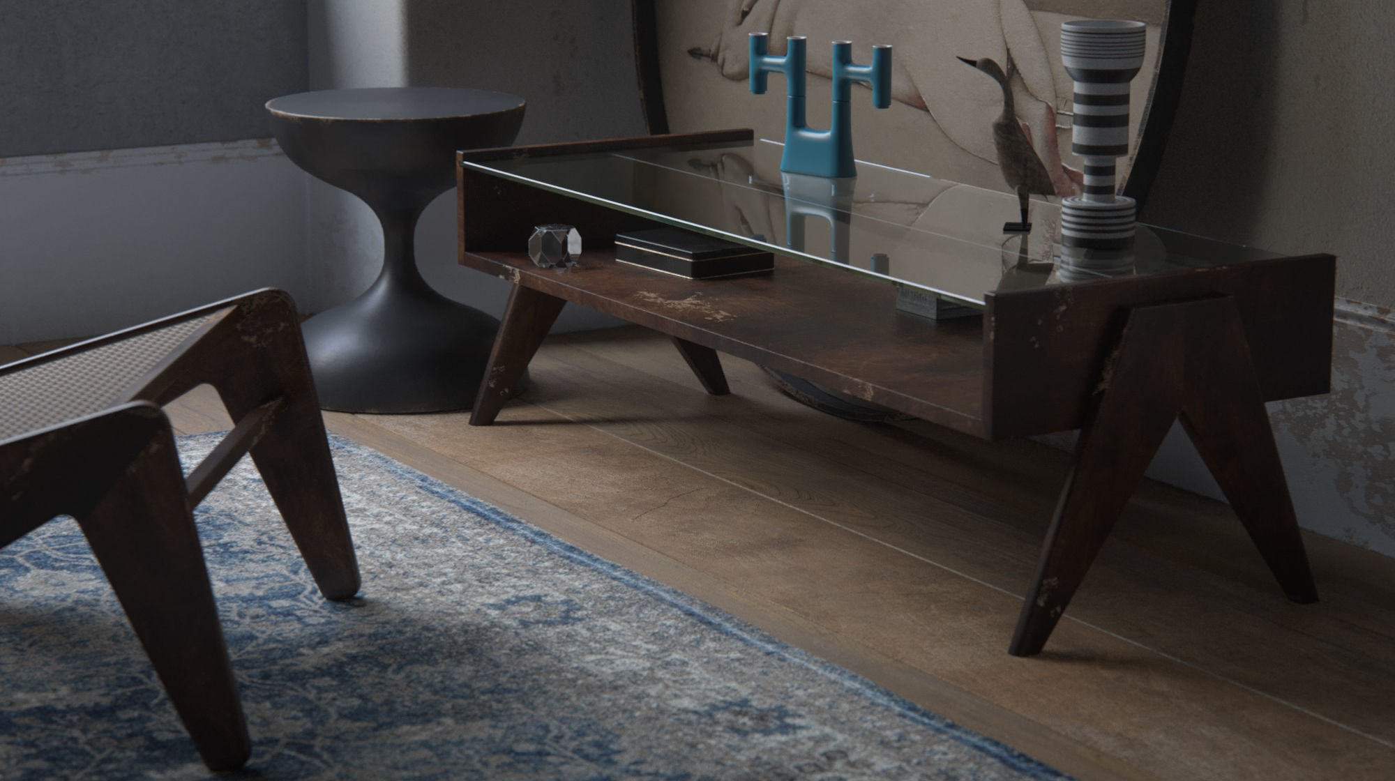 Pierre Jeanneret table 3D model_2