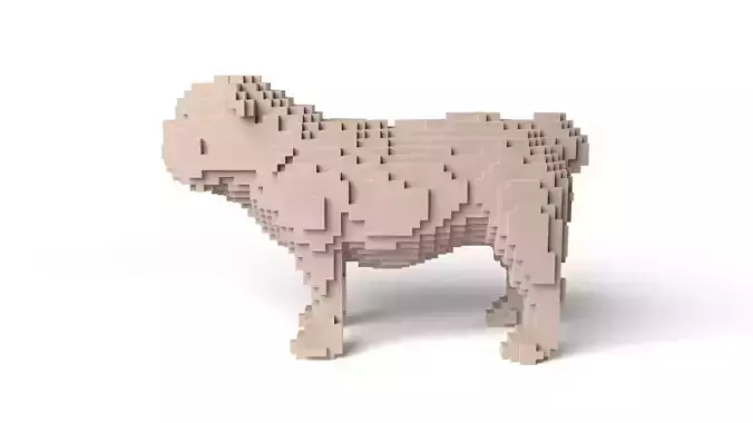 Bulldog Minecraft Voxel Low-poly 3D model