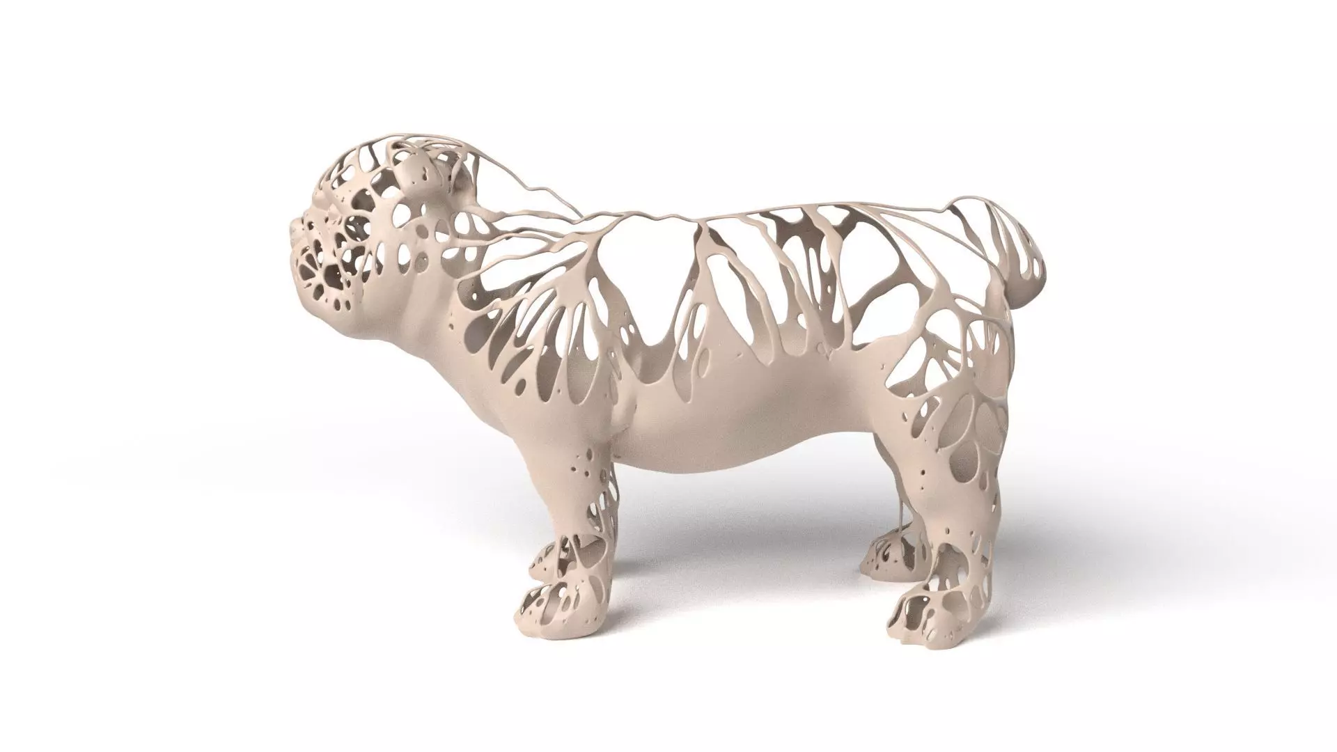 Bulldog Dust Voronoi Low-poly 3D model_0