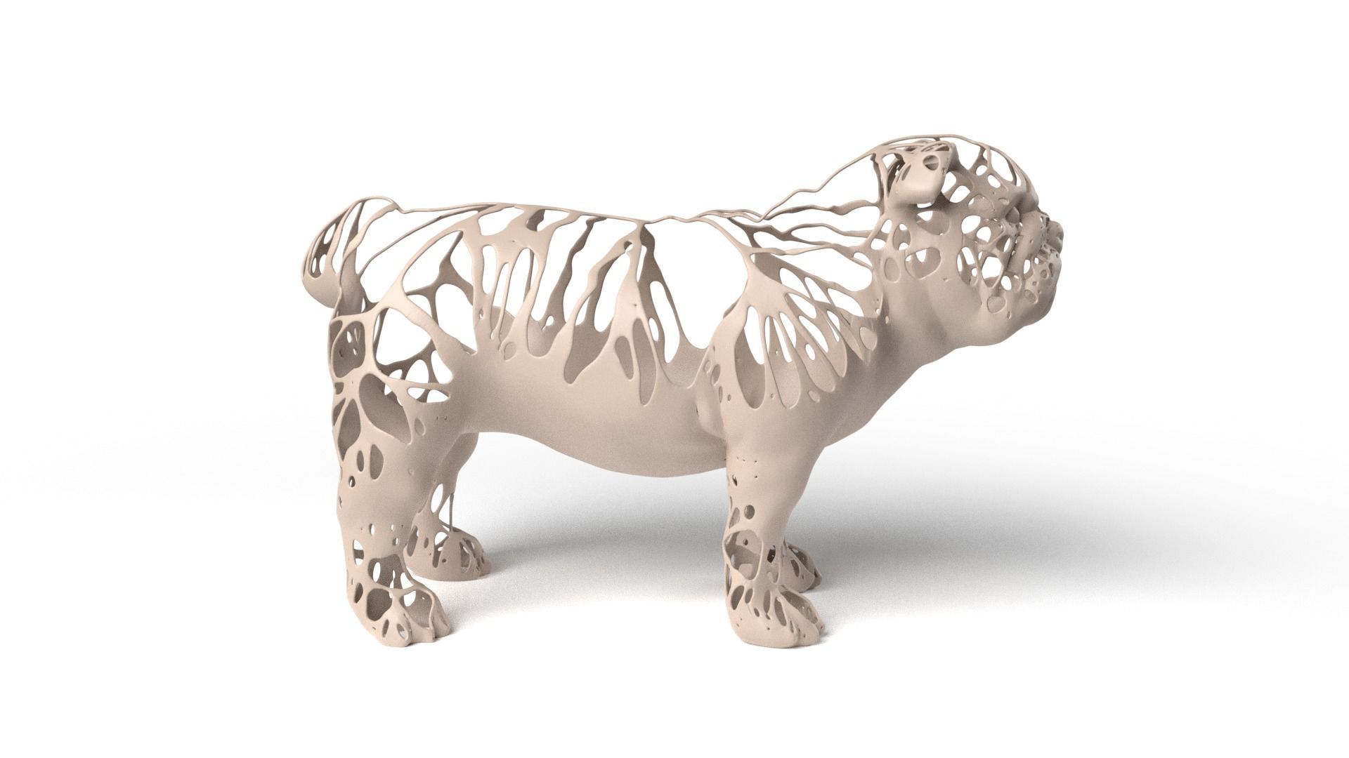 Bulldog Dust Voronoi Low-poly 3D model_3