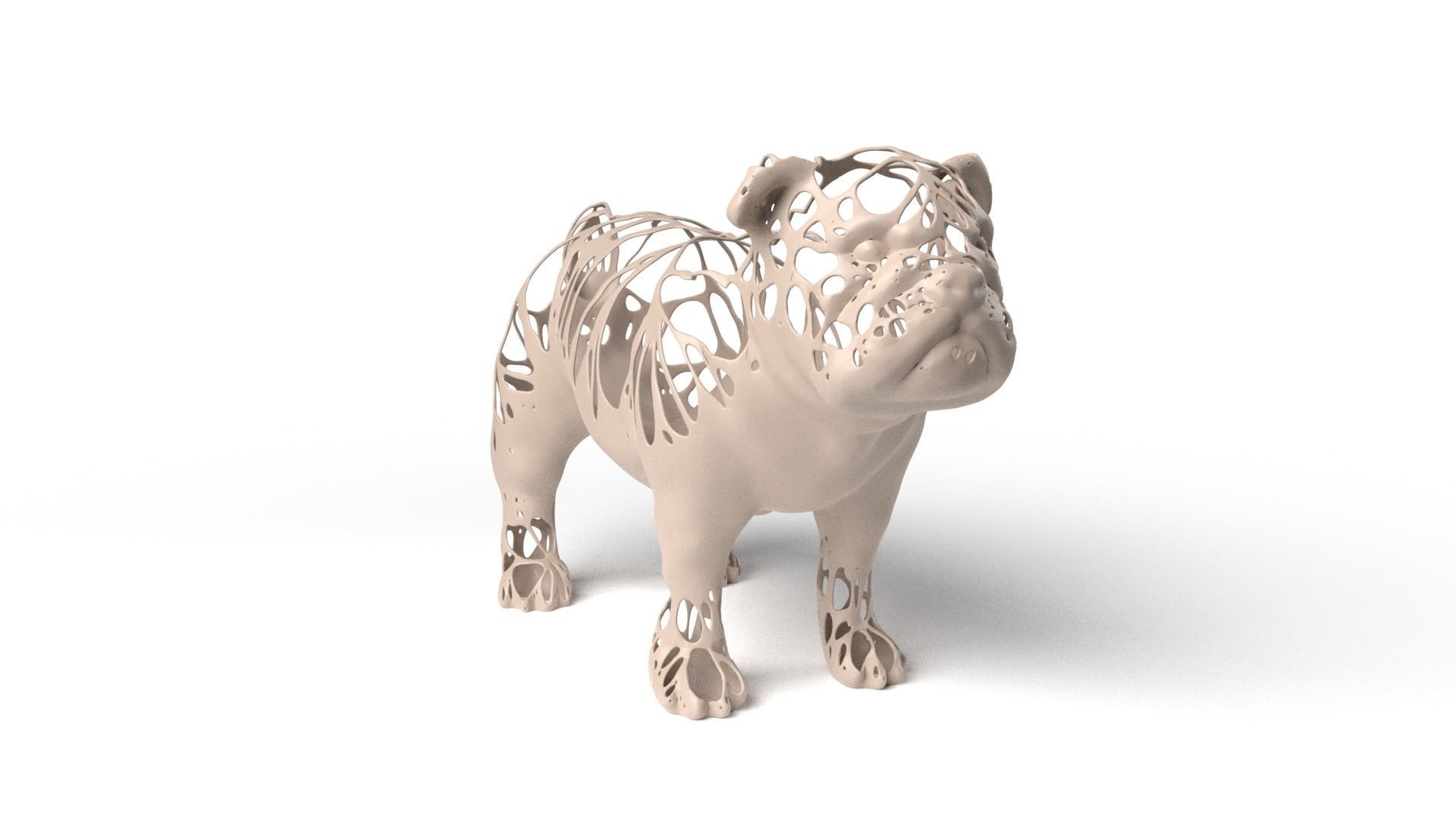 Bulldog Dust Voronoi Low-poly 3D model_2