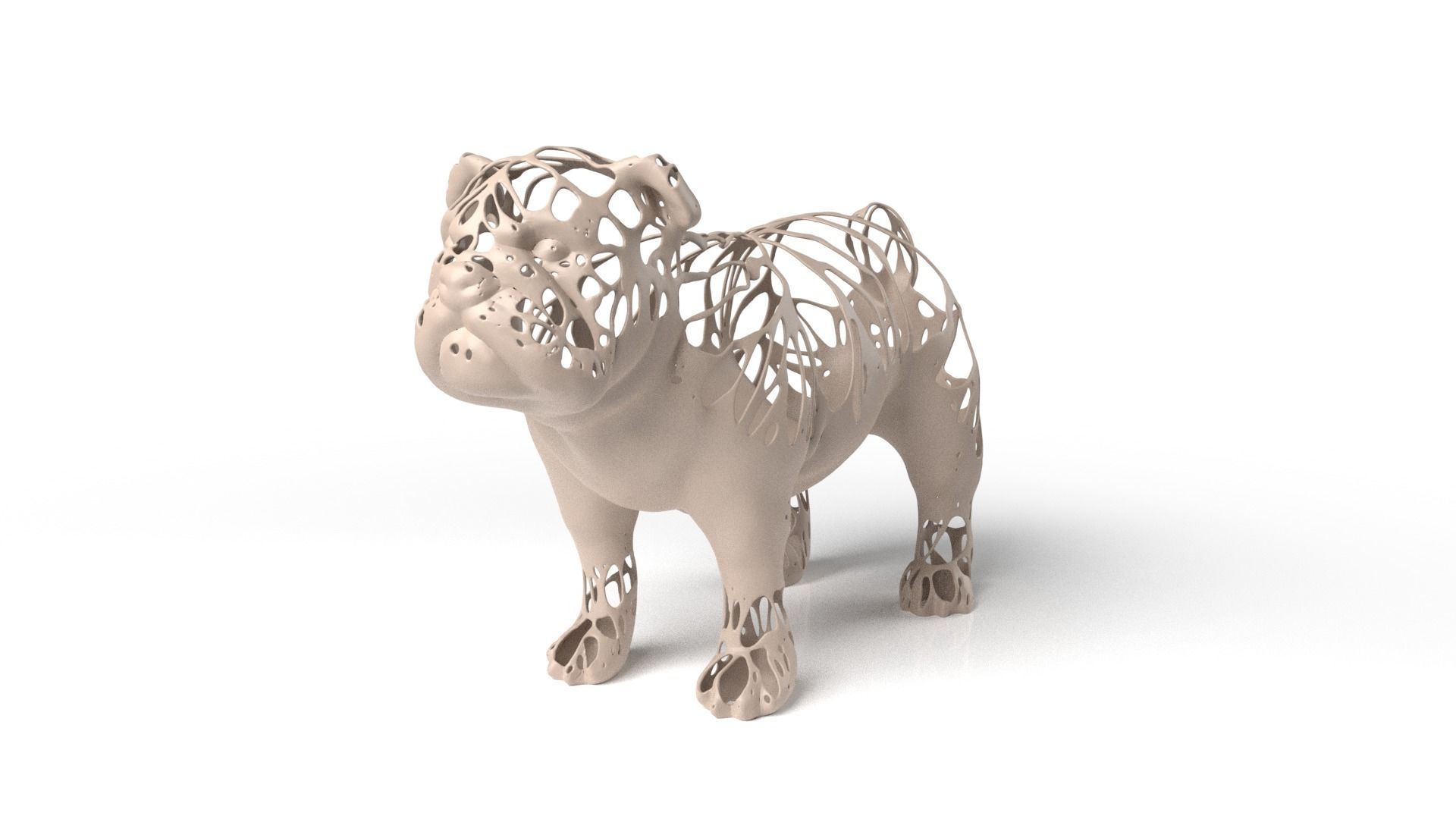 Bulldog Dust Voronoi Low-poly 3D model_1