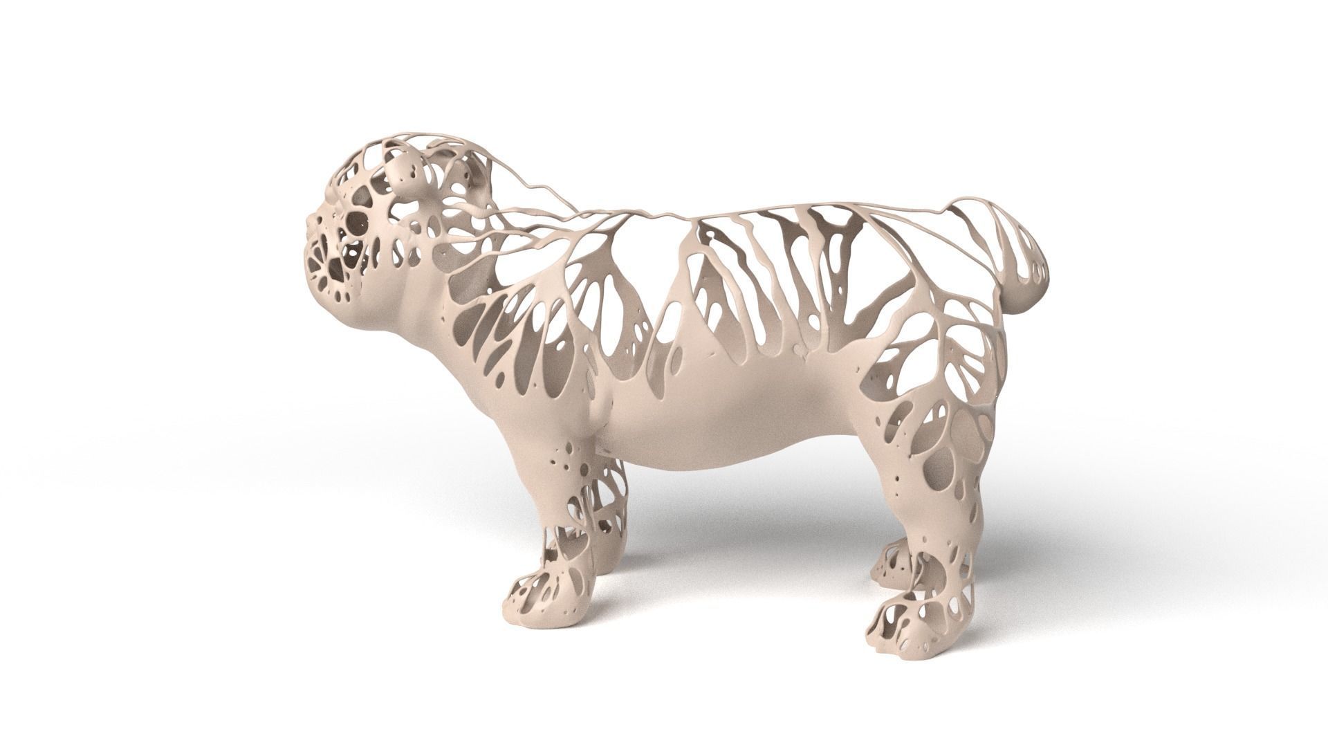 Bulldog Dust Voronoi Low-poly 3D model_6