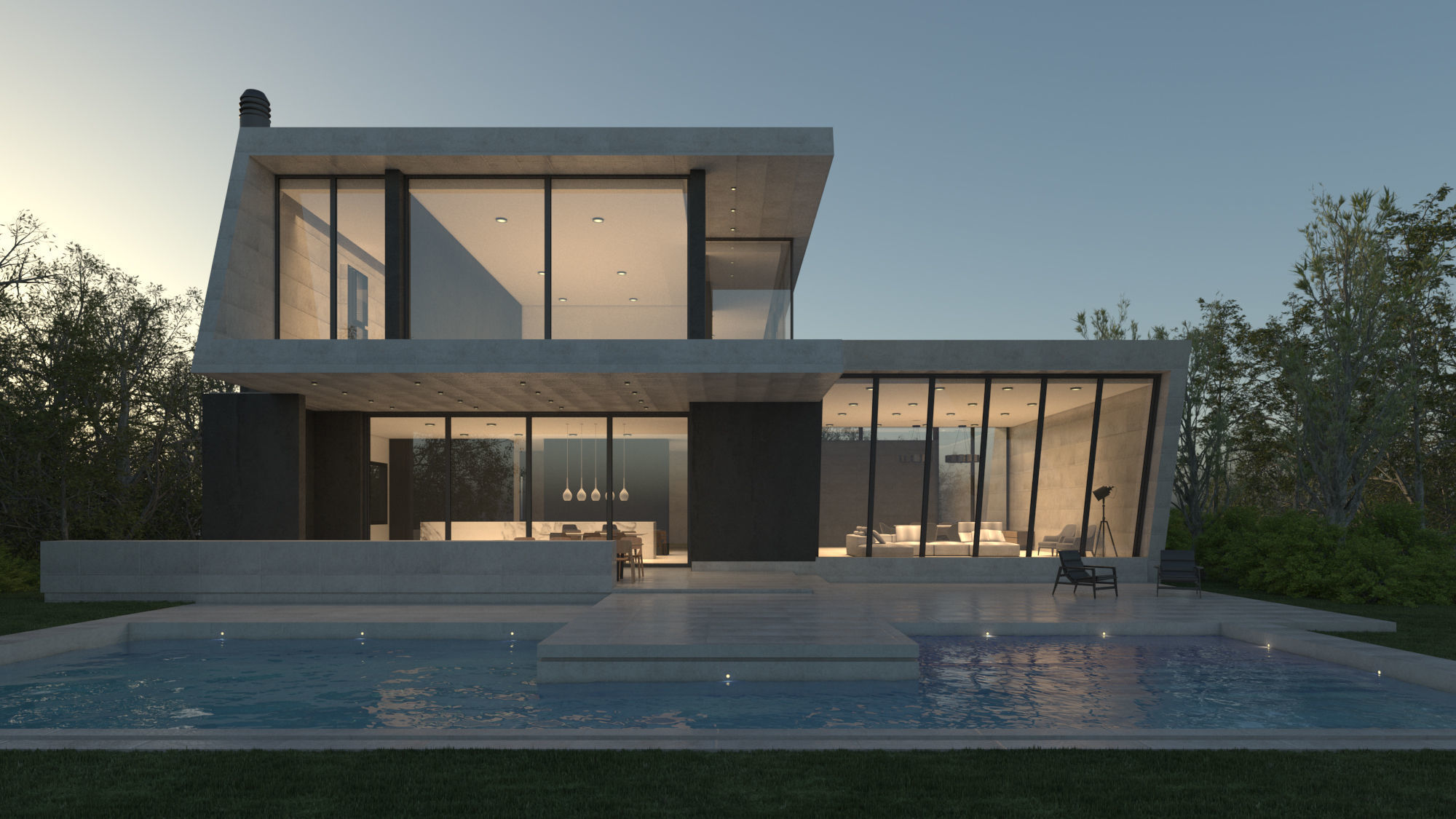 Exterior House Scene 3 - Marble House 3D model_7