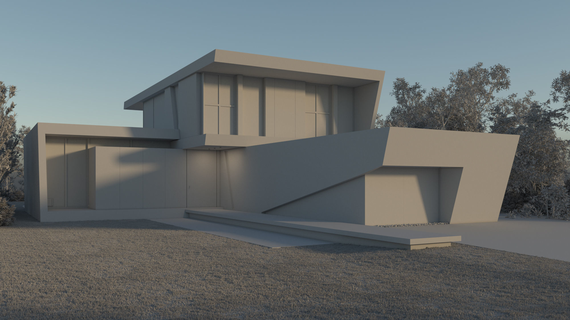 Exterior House Scene 3 - Marble House 3D model_17