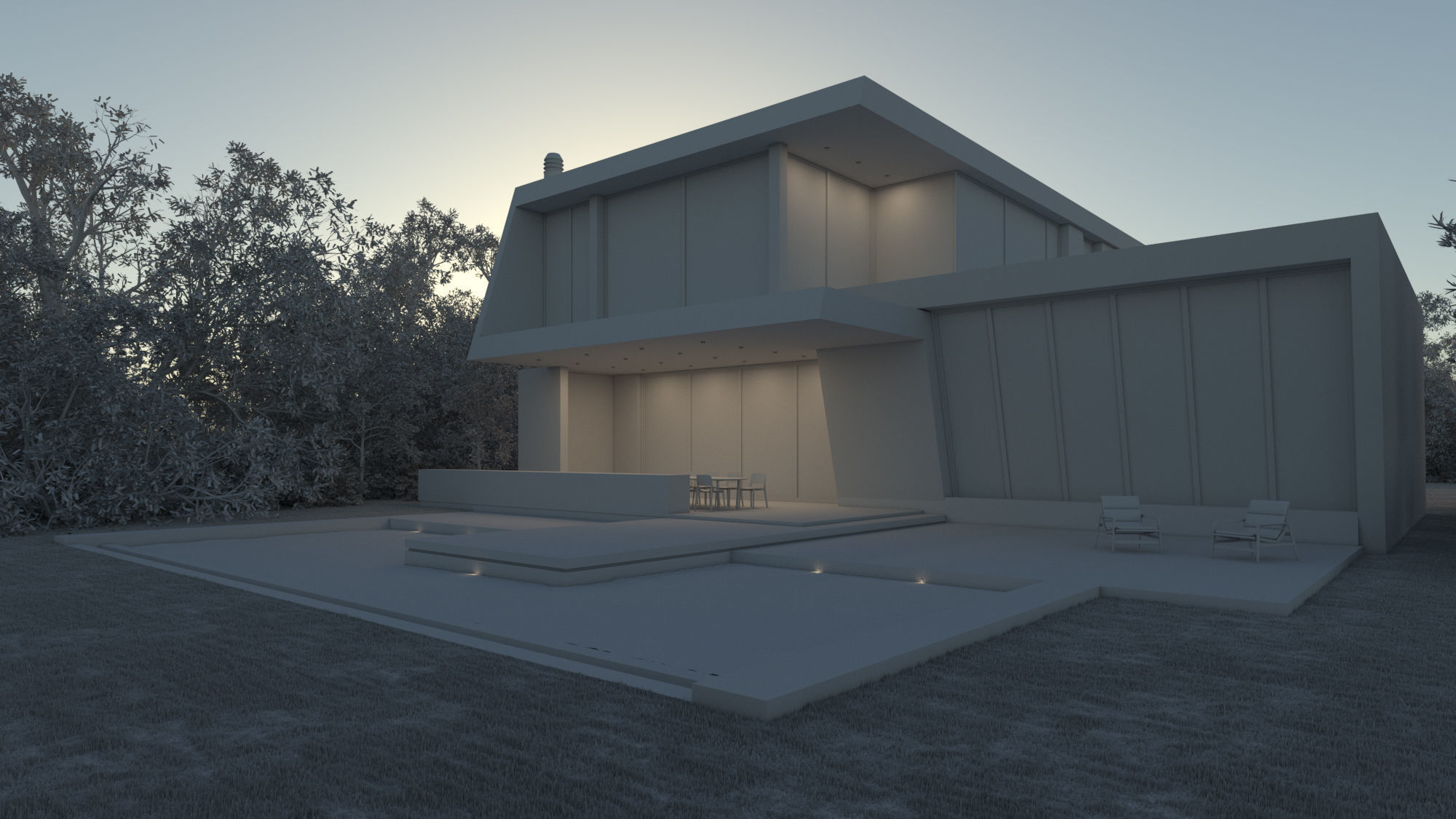 Exterior House Scene 3 - Marble House 3D model_13