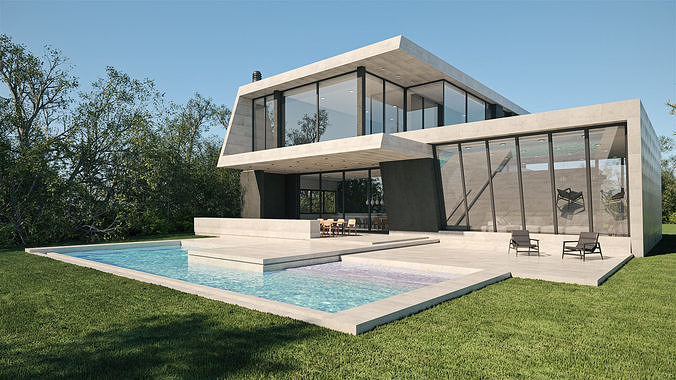 Exterior House Scene 3 - Marble House 3D model 4
