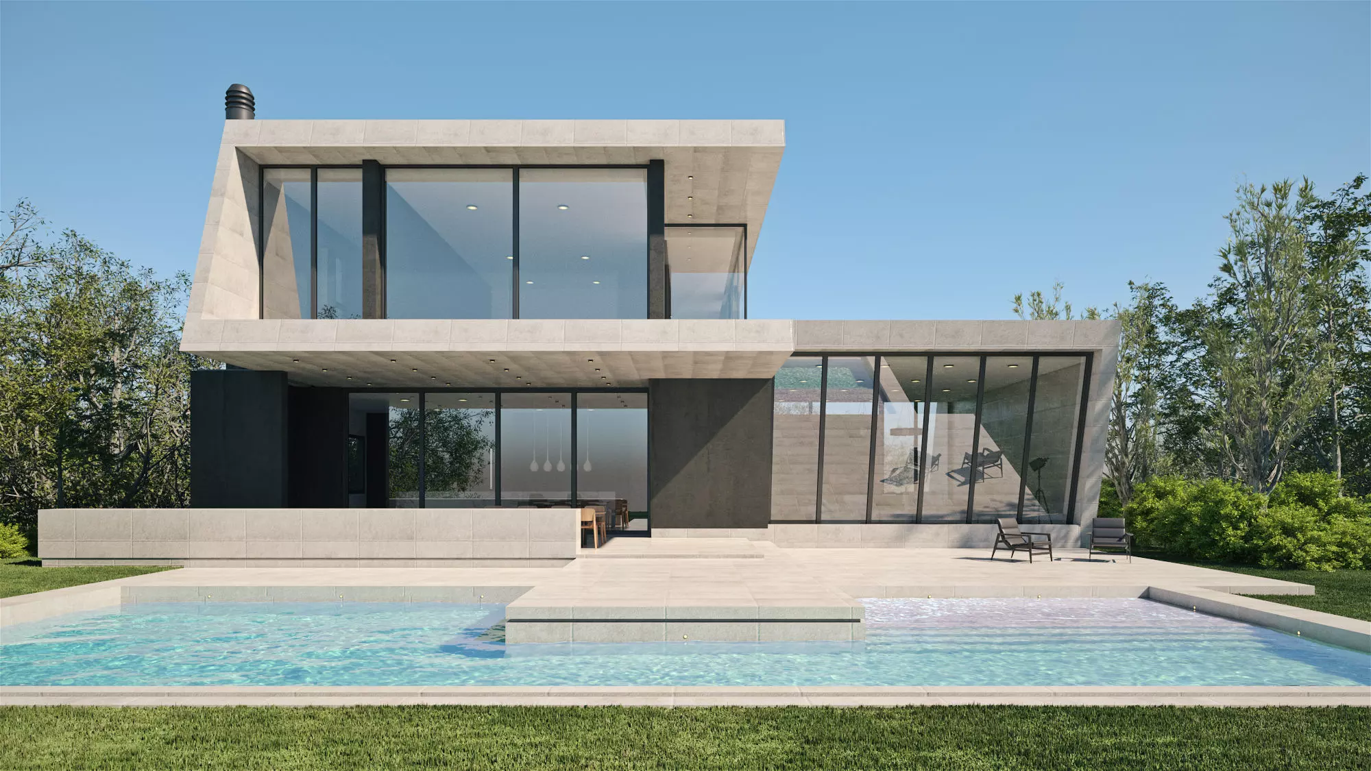 Exterior House Scene 3 - Marble House 3D model_0