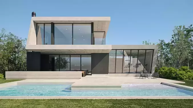 Exterior House Scene 3 - Marble House 3D model