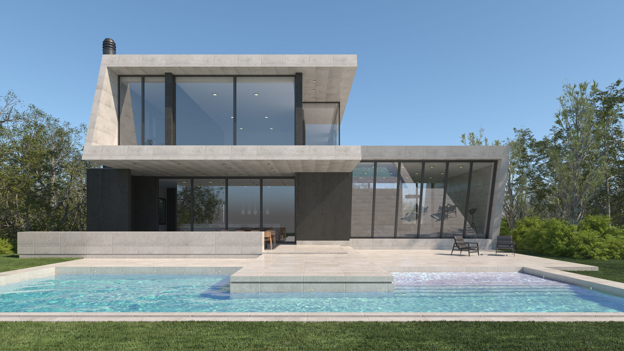 Exterior House Scene 3 - Marble House 3D model_9