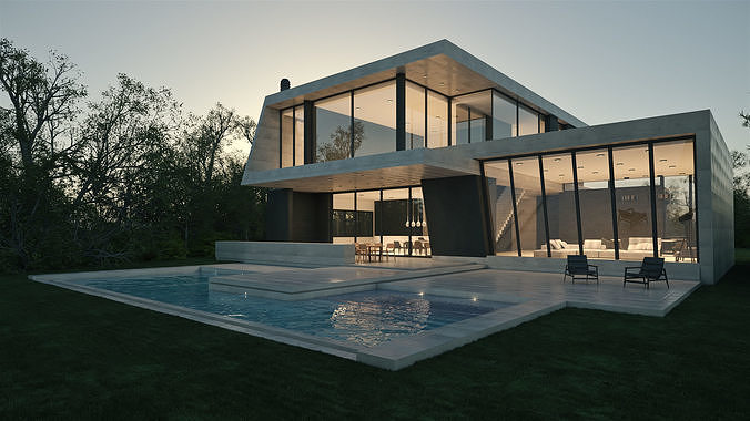 Exterior House Scene 3 - Marble House 3D model 2