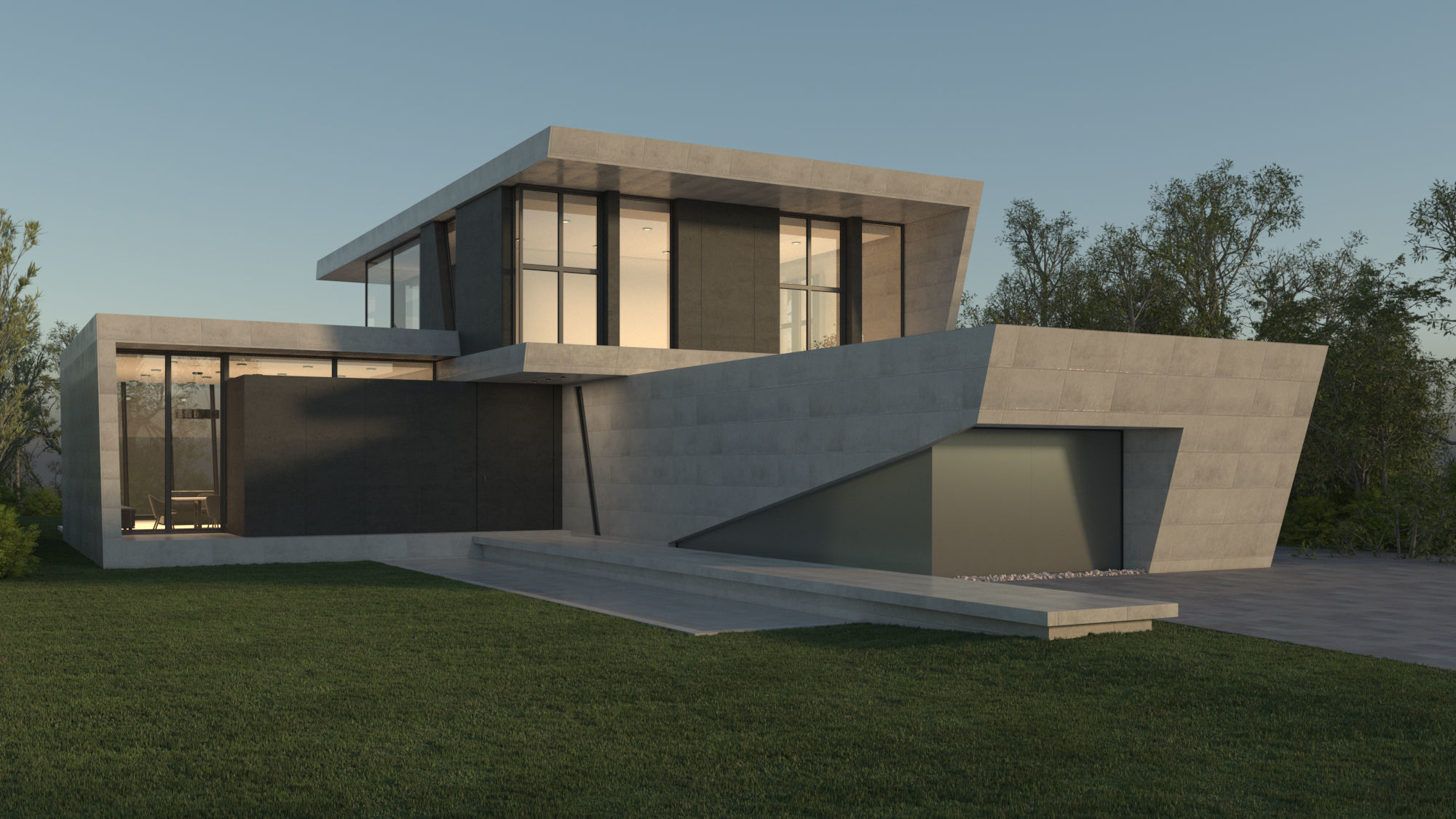 Exterior House Scene 3 - Marble House 3D model_16