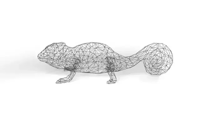 Chameleon Wireframe Low-poly 3D model