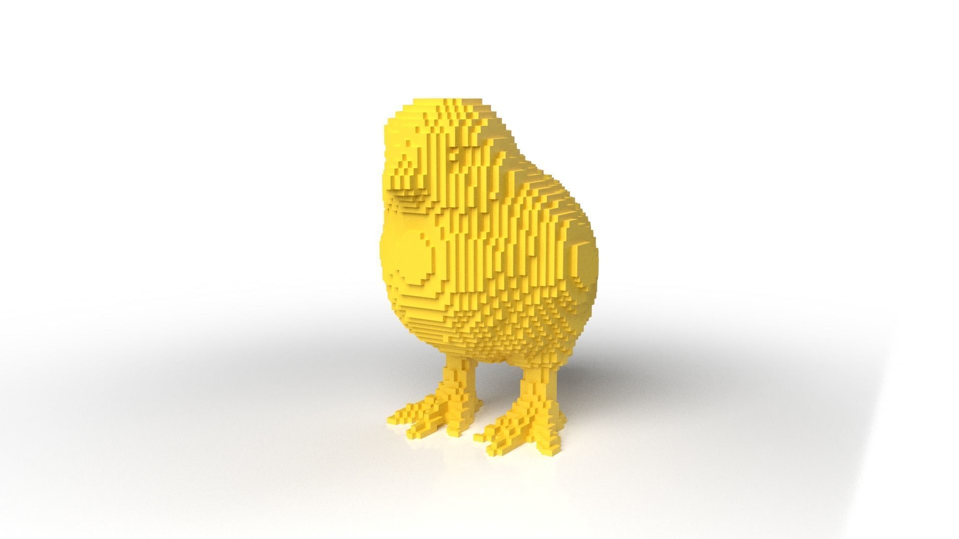 Chick Minecraft Voxel Low-poly 3D model_1