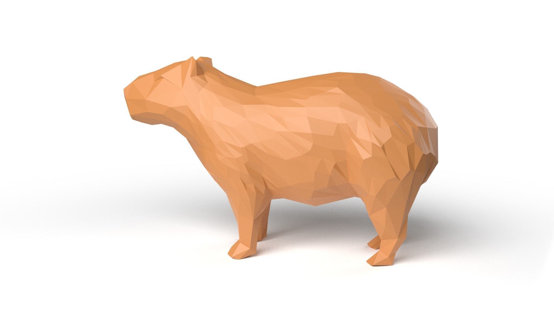 Capybara Low Poligonal Low-poly 3D model_6