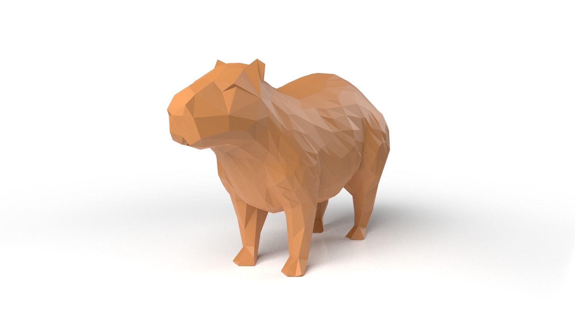 Capybara Low Poligonal Low-poly 3D model_1