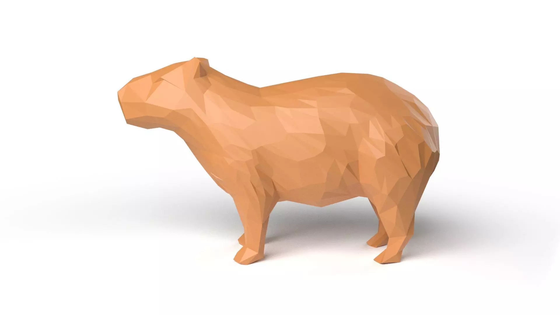 Capybara Low Poligonal Low-poly 3D model_0