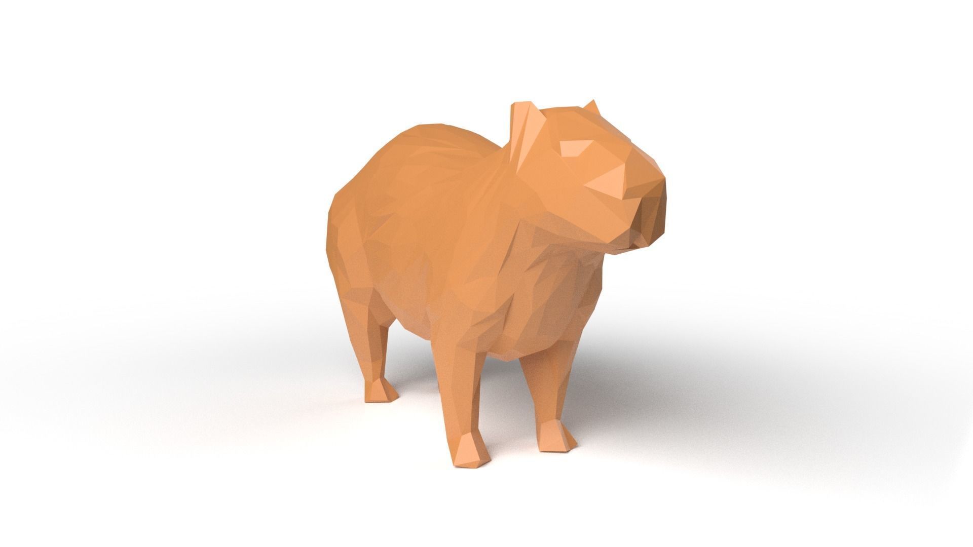Capybara Low Poligonal Low-poly 3D model_2