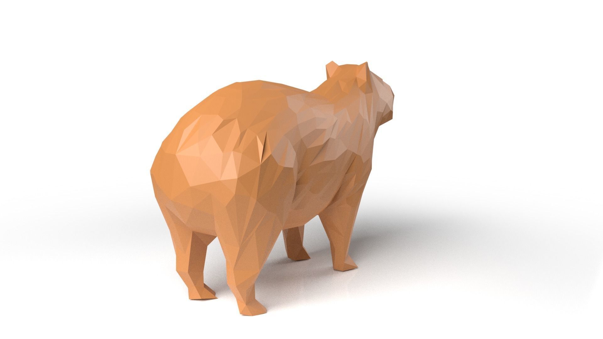 Capybara Low Poligonal Low-poly 3D model_4