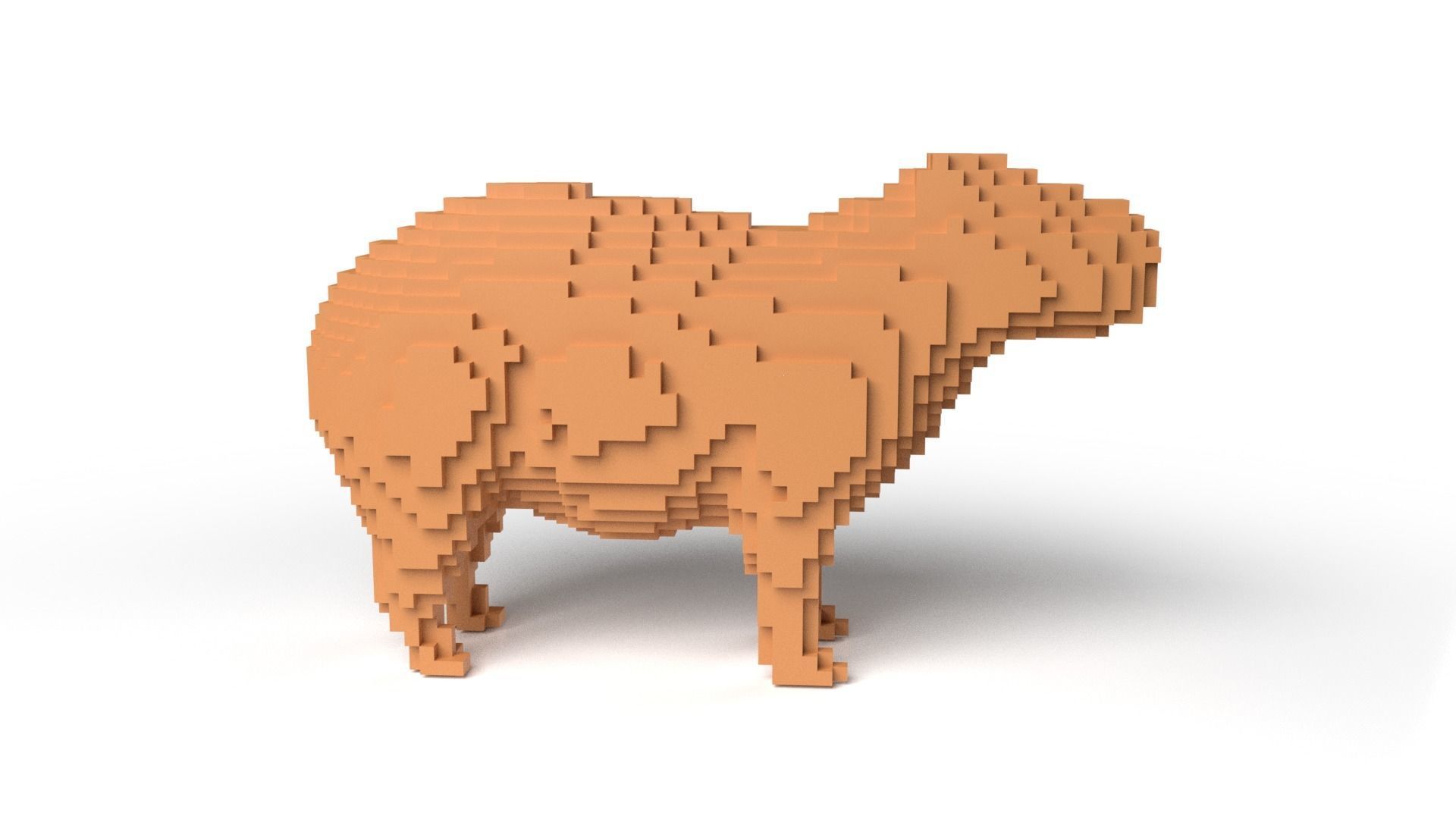 Capybara Minecraft Voxel Low-poly 3D model_3