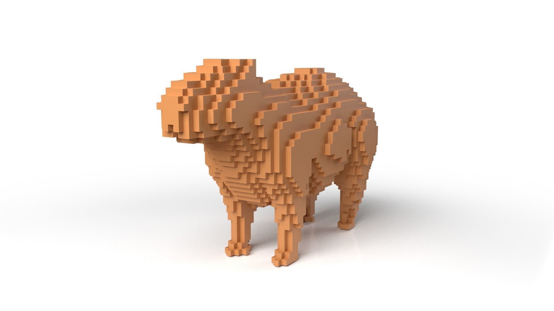 Capybara Minecraft Voxel Low-poly 3D model_1