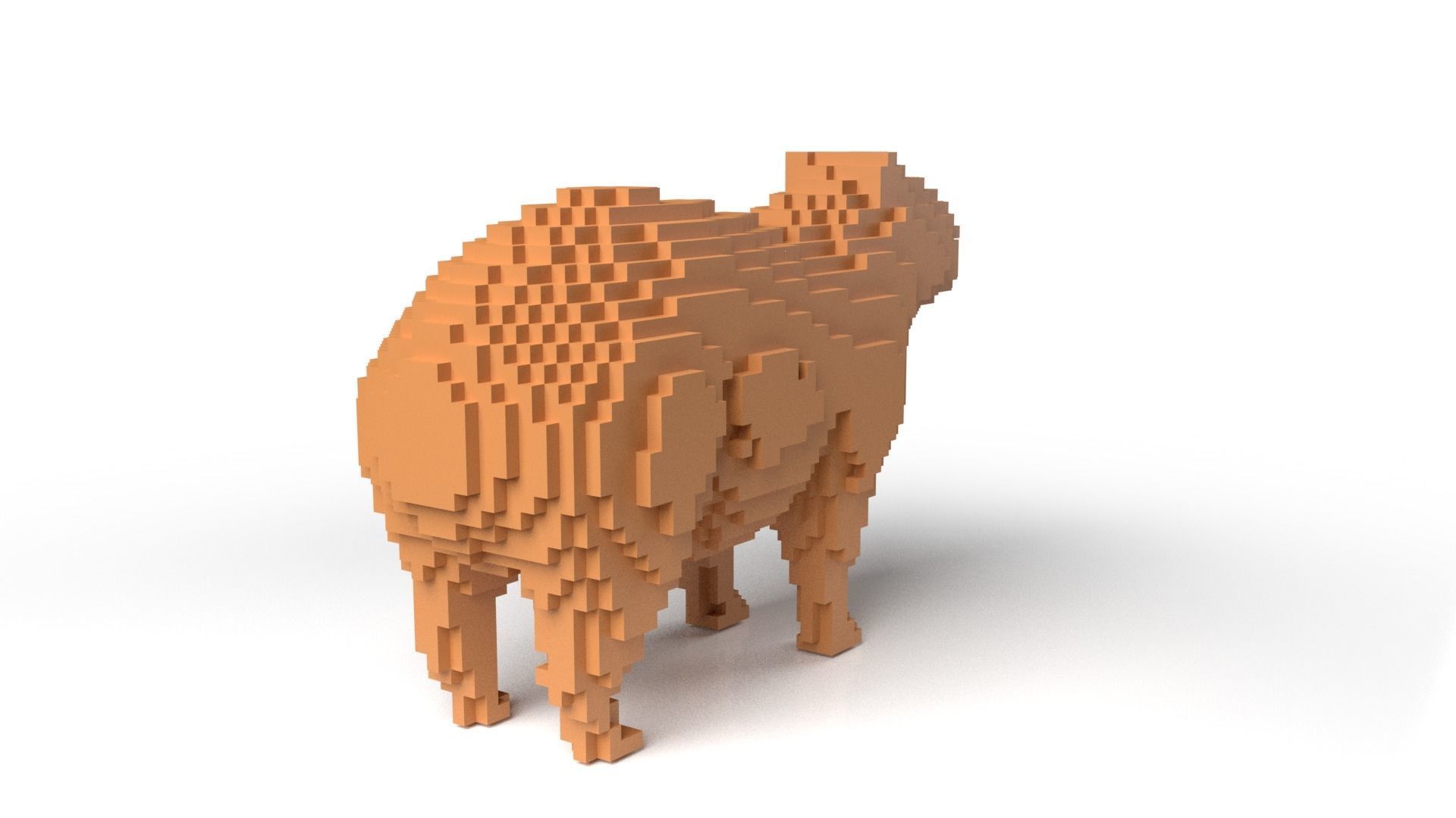 Capybara Minecraft Voxel Low-poly 3D model_4