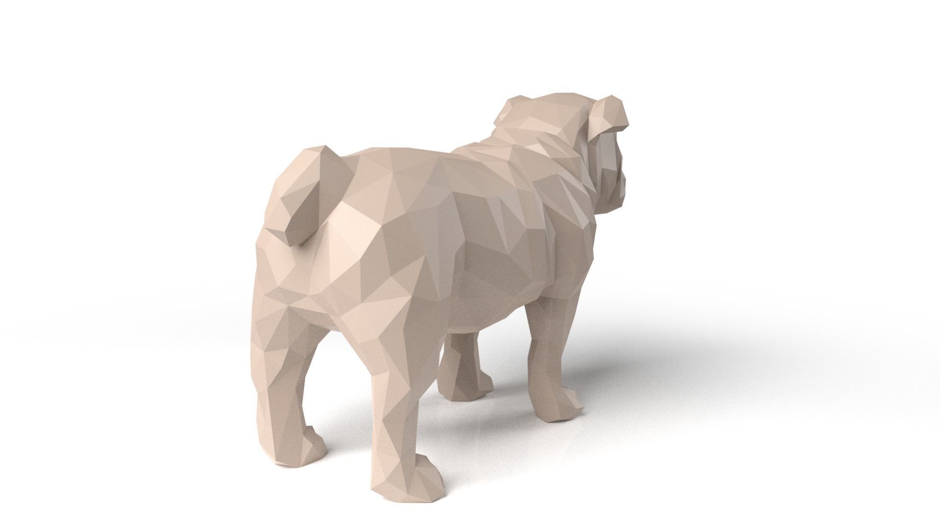 Bulldog Low Poligonal Low-poly 3D model_4