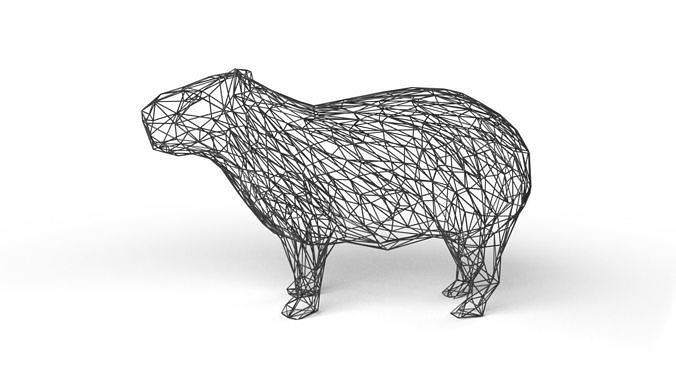 Capybara Wireframe Low-poly 3D model