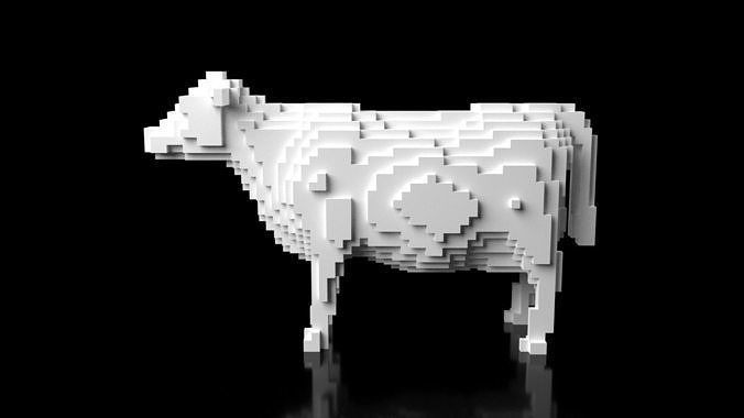 Cow Minecraft Voxel Low-poly 3D model