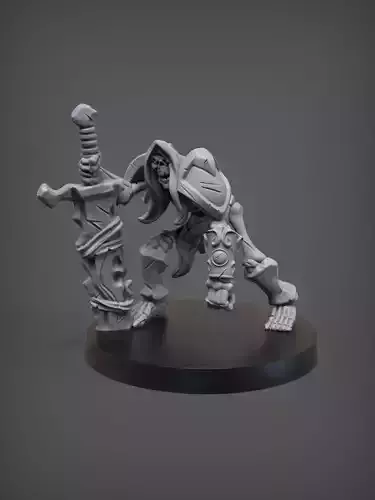 The Grimlord miniature of man holding sword 3D print model