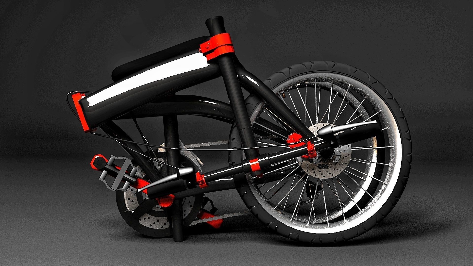 Folding bike Bicycle  Low-poly 3D model 3D model_3