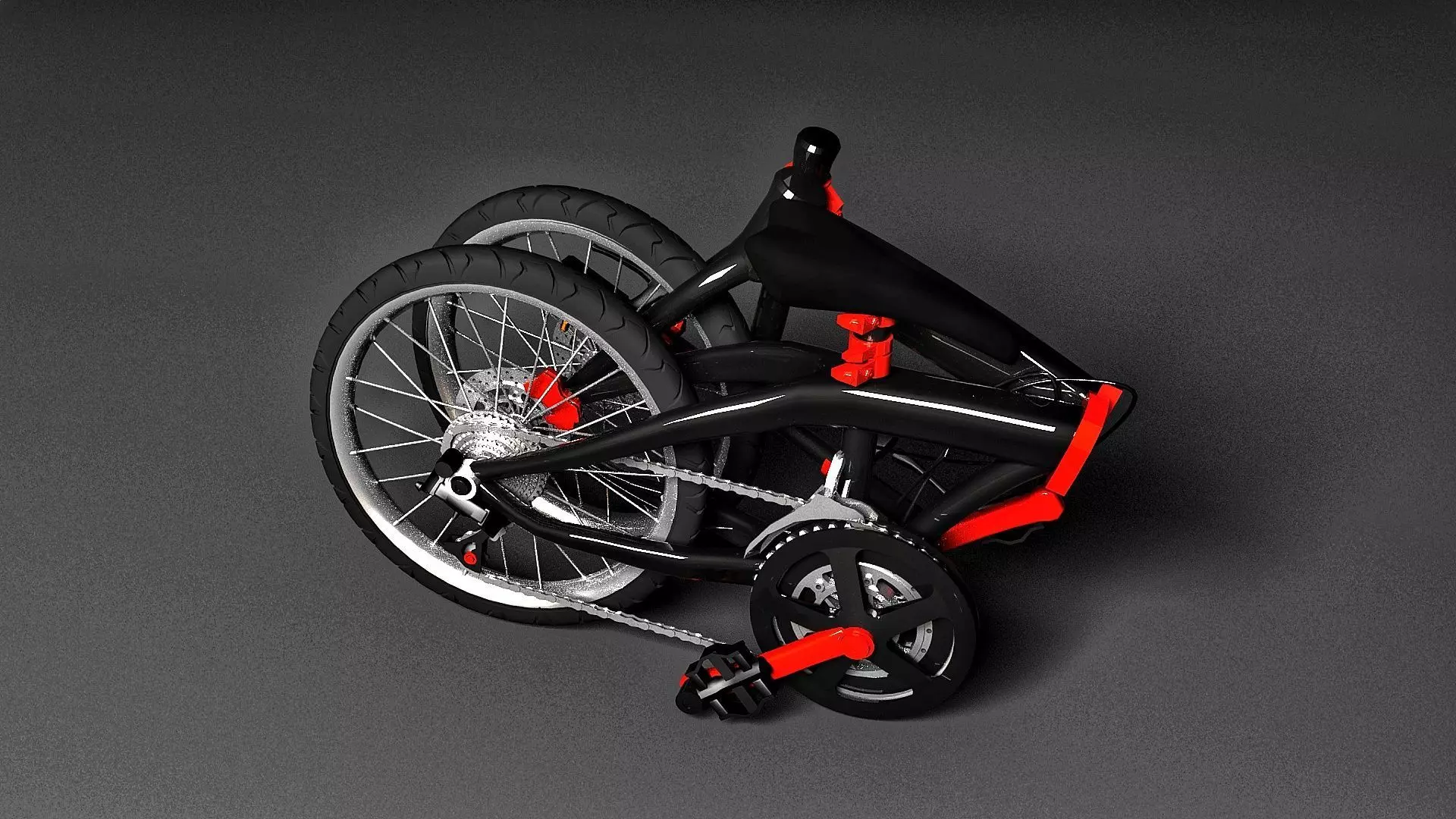 Folding bike Bicycle  Low-poly 3D model 3D model_0