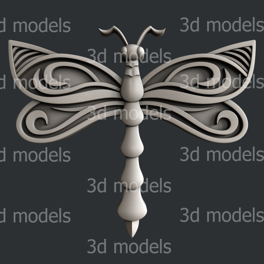 3d STL models for CNC router or 3dprinter dragonfly 3D model_1