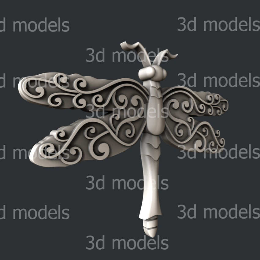 3d STL models for CNC router or 3dprinter dragonfly 3D model_6