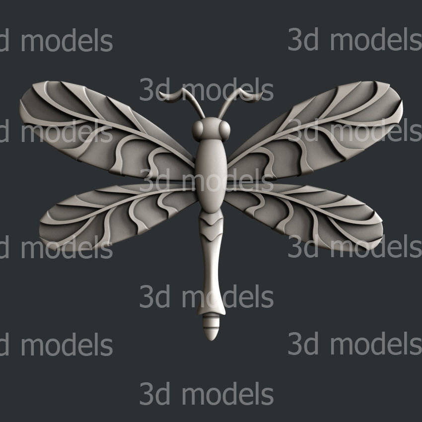 3d STL models for CNC router or 3dprinter dragonfly 3D model_7