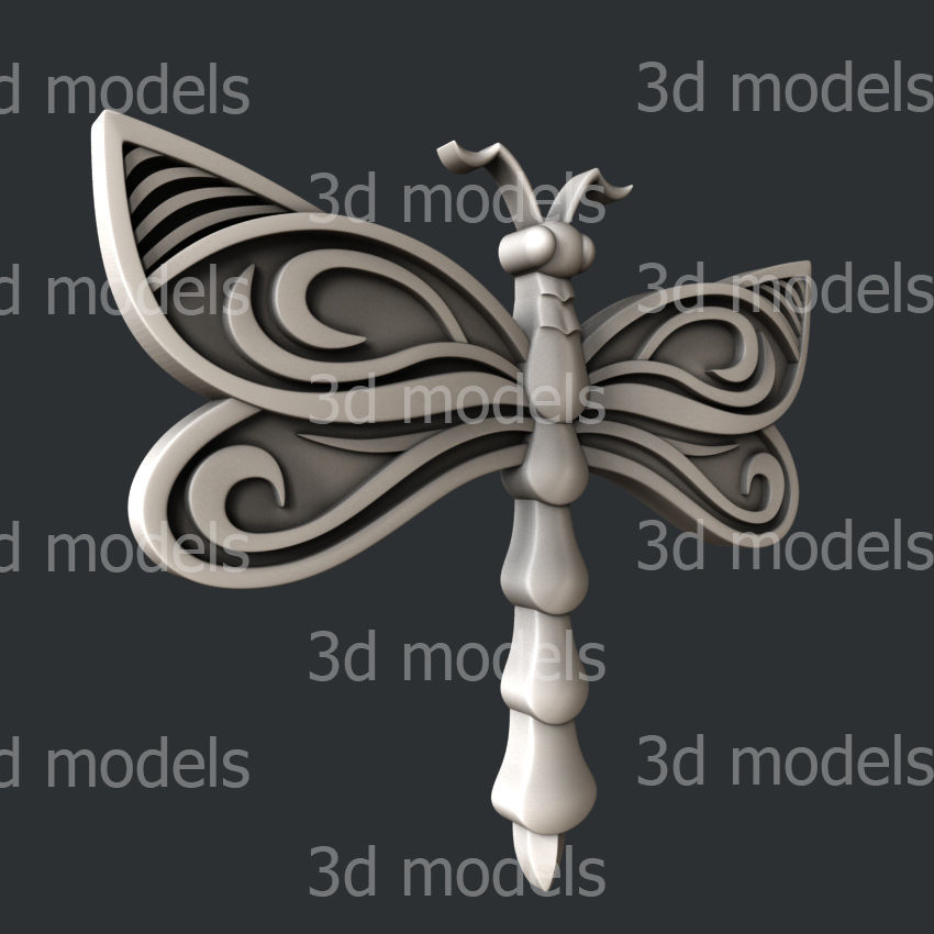 3d STL models for CNC router or 3dprinter dragonfly 3D model_2