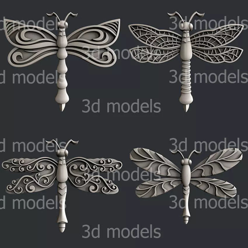 3d STL models for CNC router or 3dprinter dragonfly 3D model_0