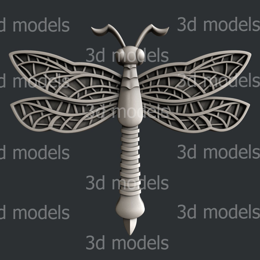 3d STL models for CNC router or 3dprinter dragonfly 3D model_3