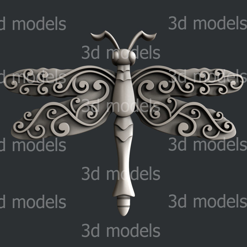 3d STL models for CNC router or 3dprinter dragonfly 3D model_5