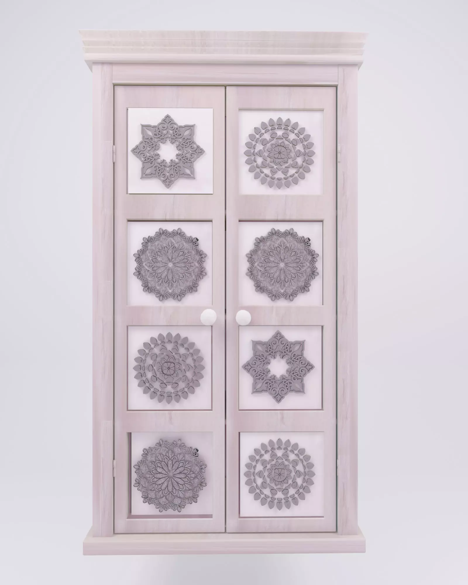 Wardrobe Mandala in Mango wood Free 3D model